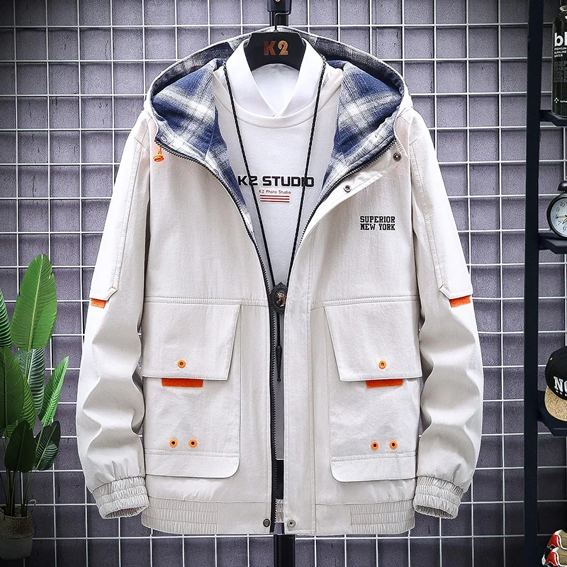 Мужская ветровка с капюшоном дышащий Повседневный весна-осень 2021 | одежда