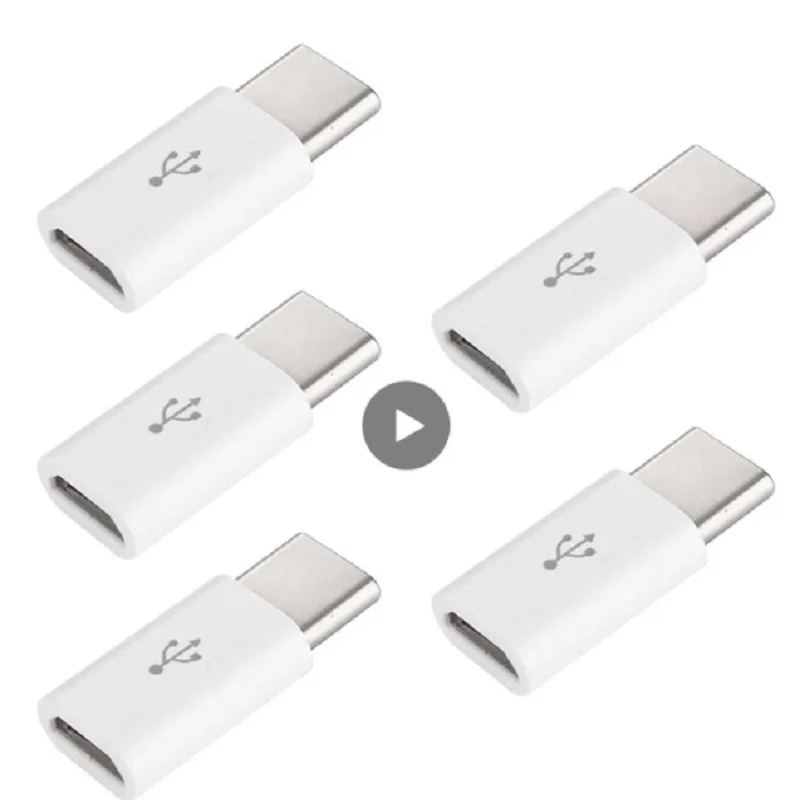 

5 PCS Exquisite Small Micro To USB-C Type-C USB 3.1 Data Charging Adapter black white ABS Convenient General For Smart Product