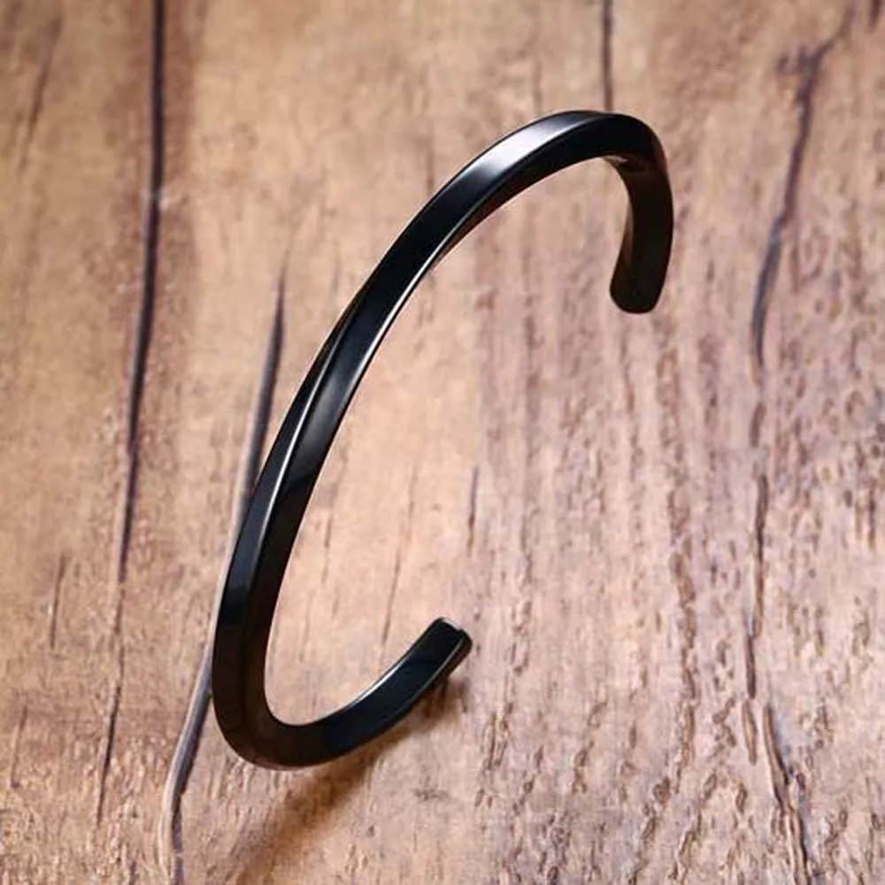 Модный Панк Черный Браслет-манжета для мужчин и женщин качественный браслет из