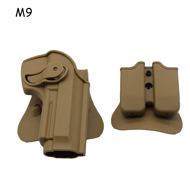 Sand M9 Set IMI тактическая охотничья страйкбольная кобура для Glock 17 19 Colt 1911 M9 M92 боевой военный чехол для пистолета с сумкой для журналов - Цвет: Sand M9 Set