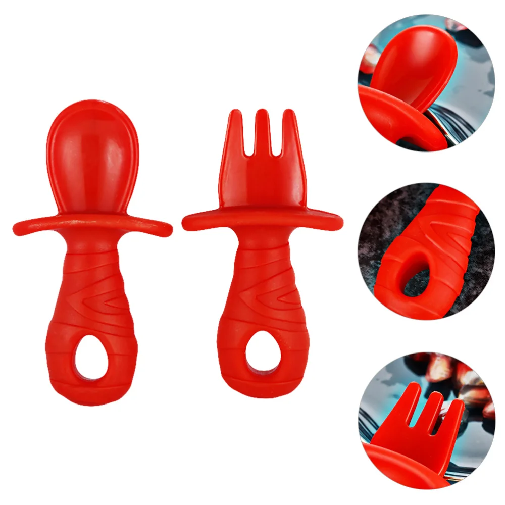 

Silicone Baby Spoon with Fork Baby Flatware Baby Tableware for Home Daily Use
