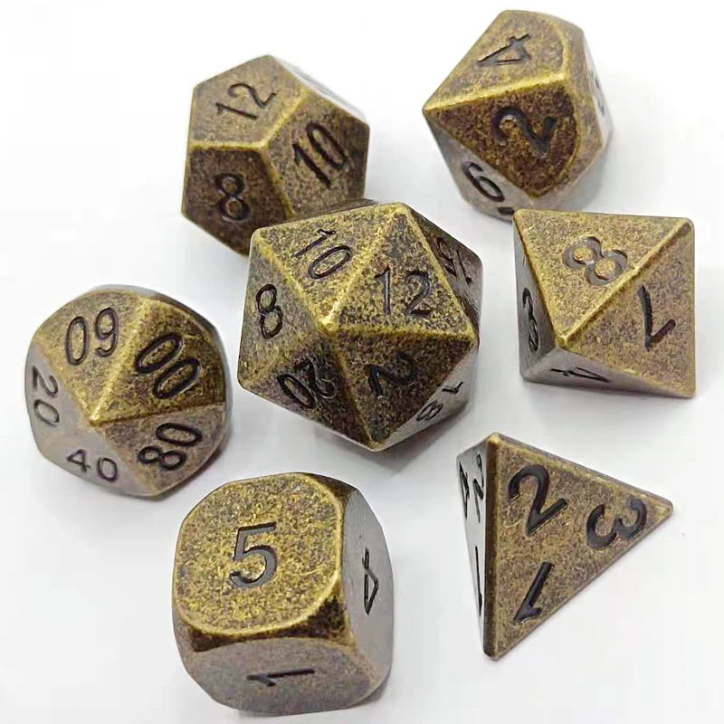 7 шт./компл. Набор цветных игральных костей из металлического цинкового сплава