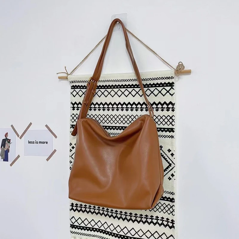 

2021 New Middle Women Zipper Handbags Korean Style Female Shoulder Bag Casual PU Leather Ladies Bag Two Straps Whole Sale