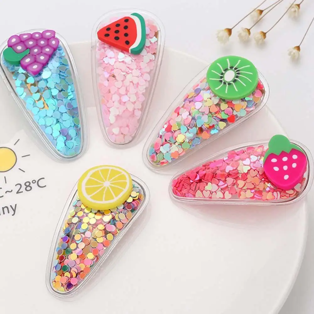 Корейский Цвет зыбучие пески прозрачная детская шпилька фрукты заколка для