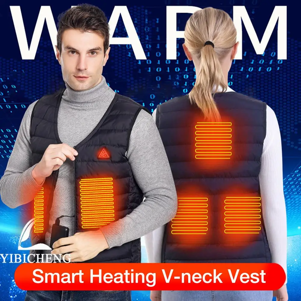 

Жилет с электрическим подогревом, 3 уровня температуры, легкий, с V-образным вырезом, ветрозащитный, мягкий, удобный, теплый, нагревательная т...