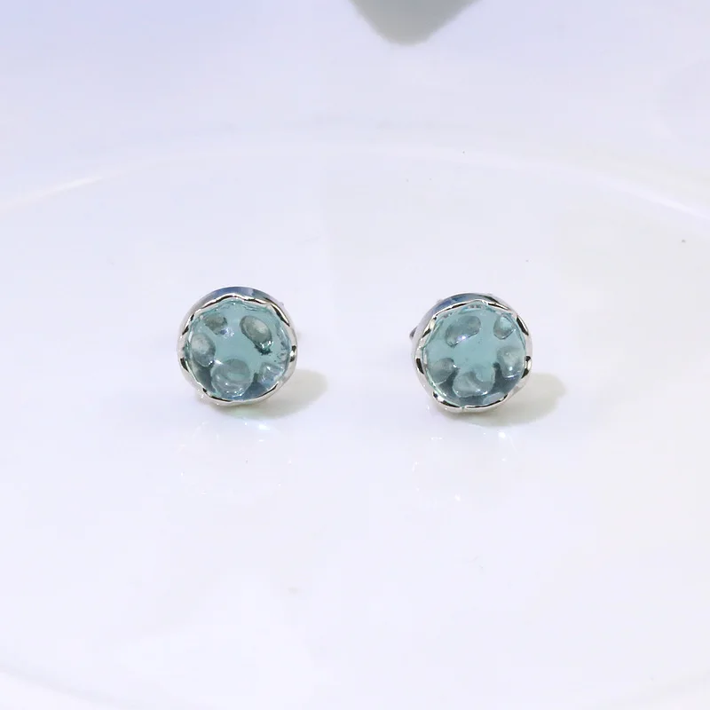 Новые простые слезы русалки с синим кристаллом Циркон круглые полые серьги