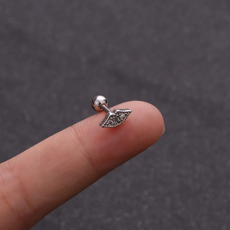 Серьги гвоздики с фианитами для женщин простые украшения пирсинга губ Луны