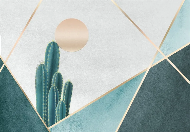 

Modern fashion Nordic cactus green gold line door mat bedroom living room bedside carpet floor