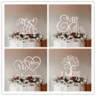 1 шт. Mr Mrs Деревянный Торт топпера, полые буквы Топ торты украшения Обручение дома вечерние украшения DIY Свадебные сувениры