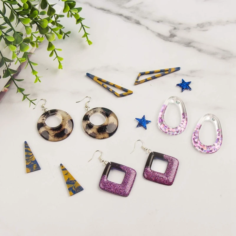 

3 Pairs Earring Resin Molds with 2Pcs Stud Earring Jewelry Epoxy Resin Silicone Molds Including Earring Hooks, Jump Rings, Head/