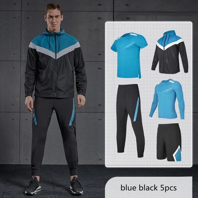 Vansydical, мужские спортивные комплекты для бега, для тренировок, бега, спортивная одежда, для занятий спортом, физкультурой, костюмы, 5 шт., для спортзала, баскетбола - Цвет: A2
