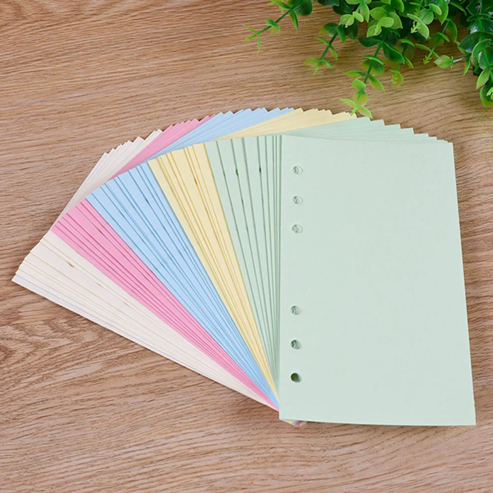 

50 Sheets Kawaii A6 Loose Leaf Notebook Refill Spiral Binder Index Paper Inner Pages Colorful Daily Planner Mix Color Agenda