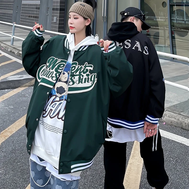

Hip Hop Retro women's baseball uniform jacket autumn 2021 new College Style Bomber version of loose casual jacket BF all-match