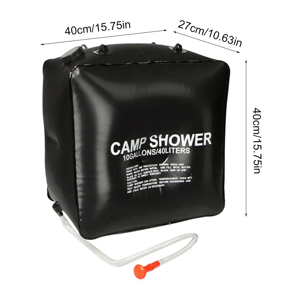 40L Shower Bag Portable Outdoor Solar with Hose and Head for Camping Traveling Cleaning Water | Спорт и развлечения