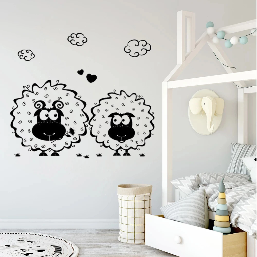 

Cartoon Sheep In The Field Wall Stickers For Kids Rooms Decor Mural Removable Vinyl Decals Bedroom Art Decoration Poster DW5520