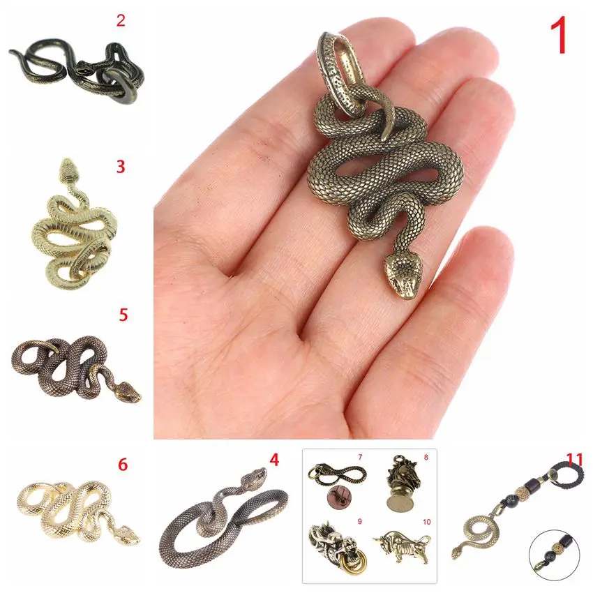 

Fashion Brass Metal Snake Shape Keychain Shape Handmade Key Ring Tool Cobra Animal Key Multitool Hand Bag Pendant