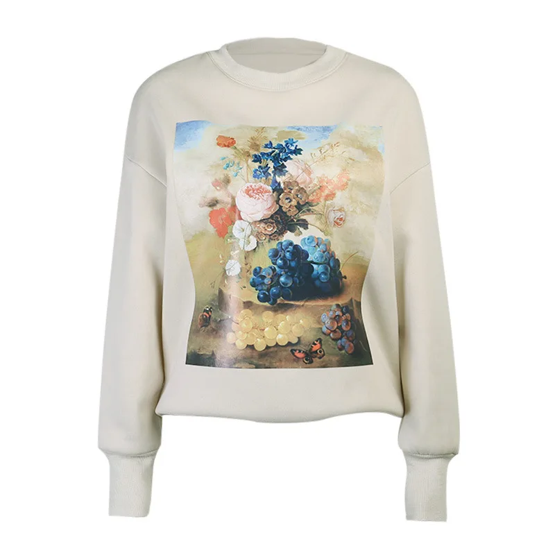 

90s Streetwear Gothic Aesthetic Sweatshirts E-Girl Vintage Graphic Printed Front Oversize Long Sleeve Pullovers Female