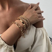 new bohemia chain cuff bracelet set for women trendy gold color twisted rope bangle female fashion jewelry gift