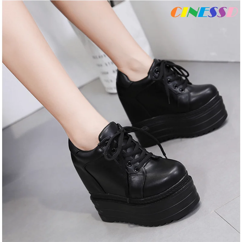 

2020 new women's shoes 13cm strapping slope heel short shoes muffin thick sole with high inside fashion short shoes