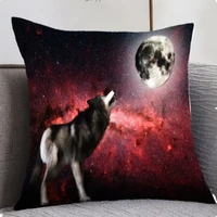 cute wolf print square pillow cover home decor animal pattern cushion cover throw pillow for sofa printing