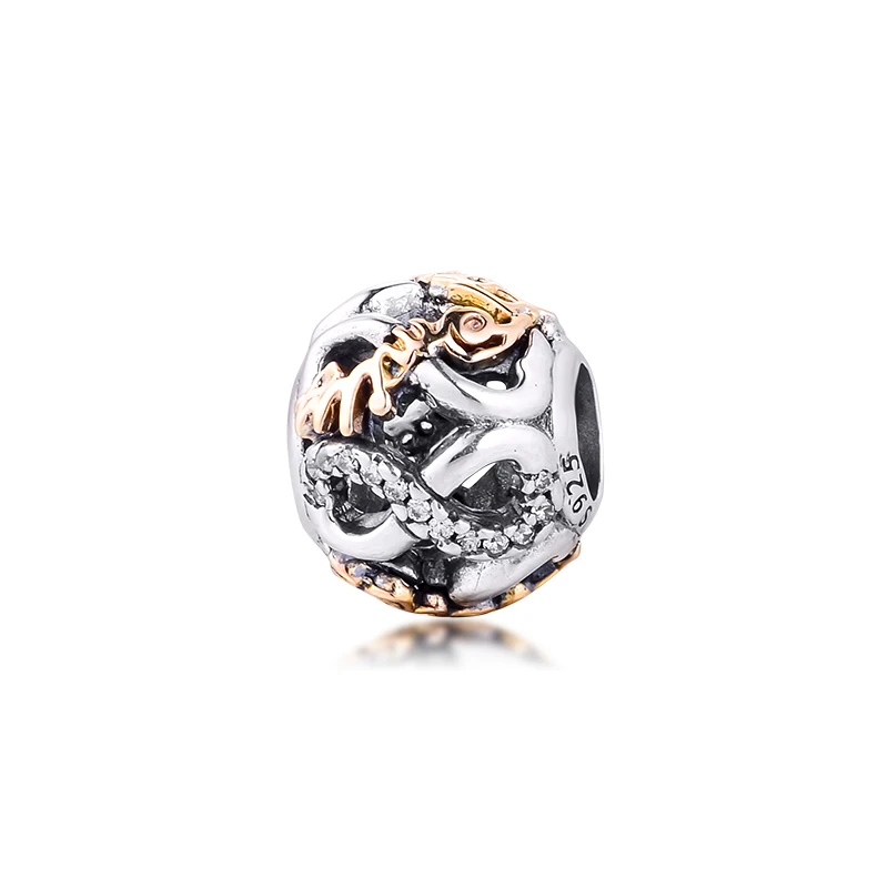 Подходит для Pandora Bacelets ажурные Бесконечности Прелести с 14K покрыто настоящим