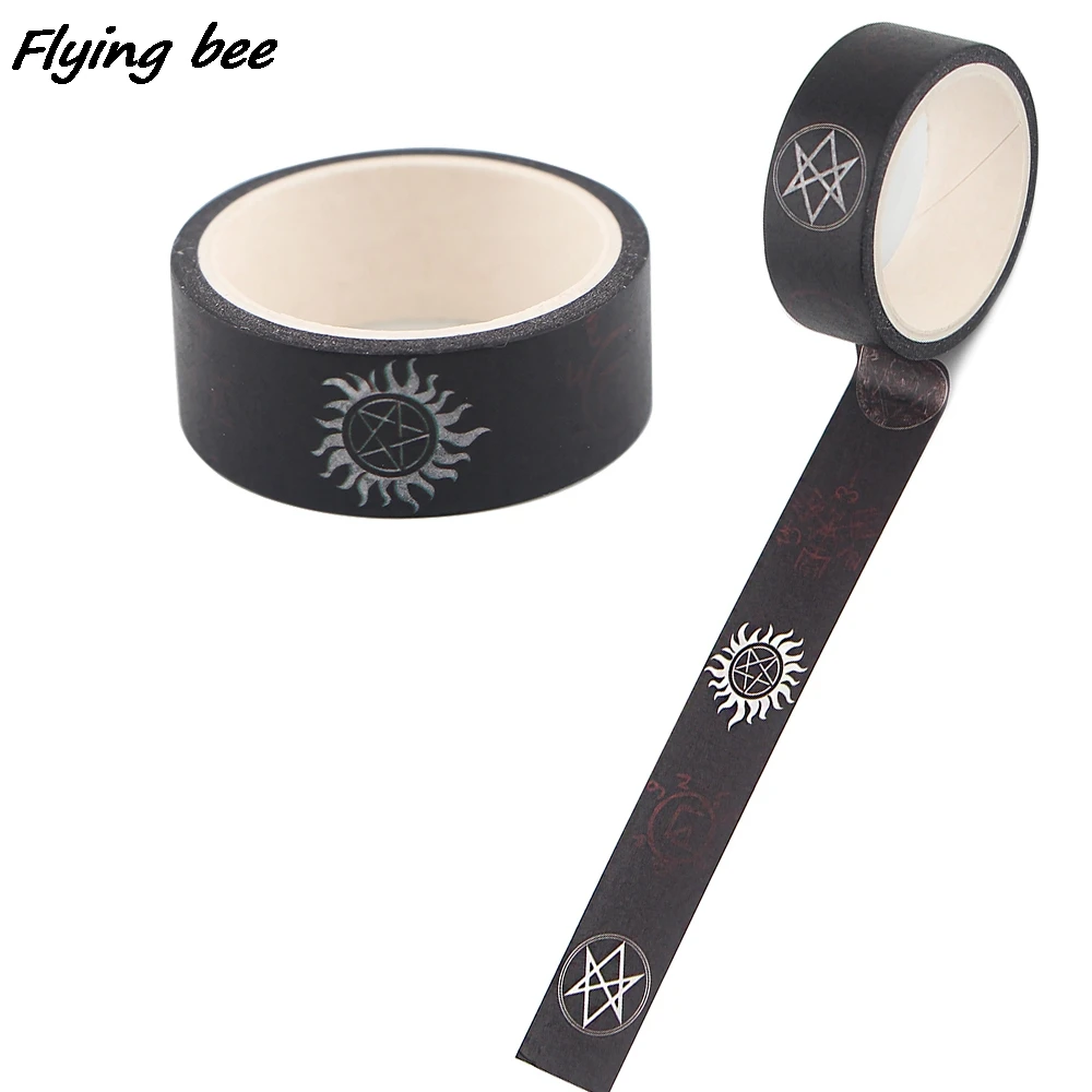 

Flyingbee 15mmX5m TV Show Supernatural Cool Black Washi Tape DIY Scrapbooking Label Tape Student Stationery Gift X1321