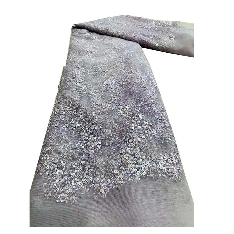 

African Lace Fabric 2021 New Polyester French Mesh Cloth Nigeria Sequin Wedding Dress Dress YX-111434