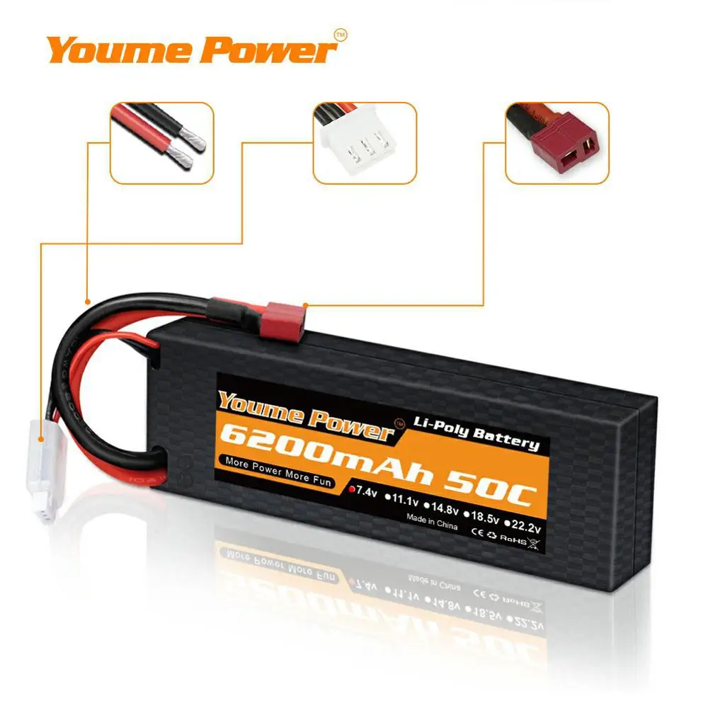 твердый чехол youme lipo battery 2s 74 v 6200mah trx ec3 t для traxxas 11