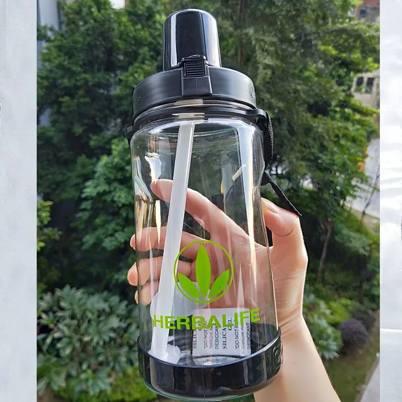 1Л/2л/2000 мл черный большой размер Портативный Пространство Herbalife питание 24 часа шейкер соломы стиль ремень бутылка для воды - Цвет: black5