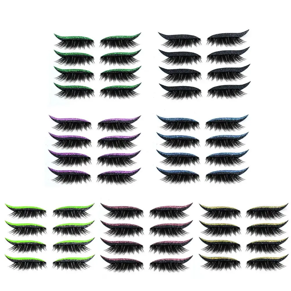 

Glitter Eyeliner And Eyelash Stickers Reusable Eye Makeup Set Waterproof Eyelid Line Stick Double Eyelid Self-adhesive Cosmetic