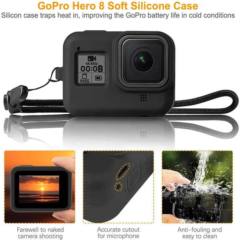 Комплект аксессуаров для Gopro Hero 8 Black водонепроницаемый корпус защитный экран из