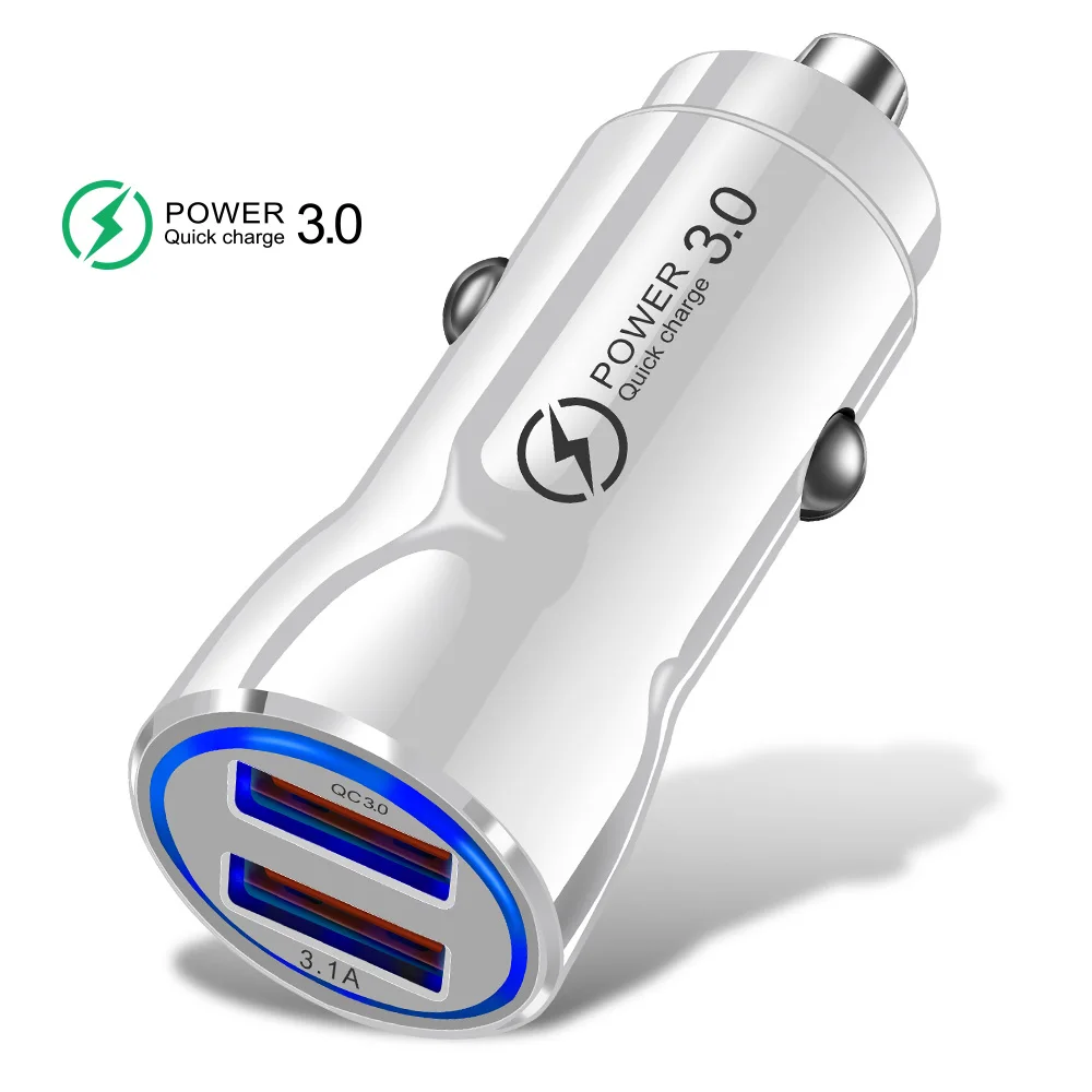White Car Charger Быстрое зарядное устройство OLAF 3,0 USB Автомобильное зарядное устройство для Xiaomi Mi 9 huawei P30 Pro QC3.0 2 USB порта Быстрая зарядка автомобиля зарядное устройство для мобильного телефона s - Тип штекера: White Car Charger