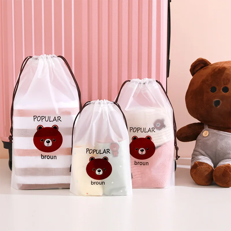 

1piece small size Matte matte shoe storage bag large capacity transparent clothing travel drawstring drawstring bag