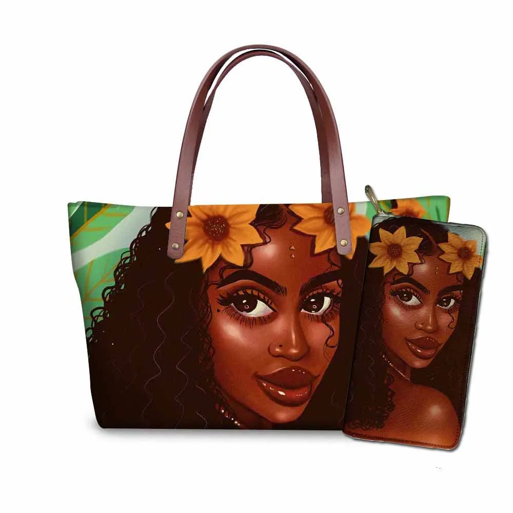 YQ4637ALZ21 FORUDESIGNS/женские летние пляжные сумки для черного искусства, африканская сумка с принтом для девочек, женская модная сумка и кошелек, комплект Sac Master Femme - Цвет: YQ4637ALZ21