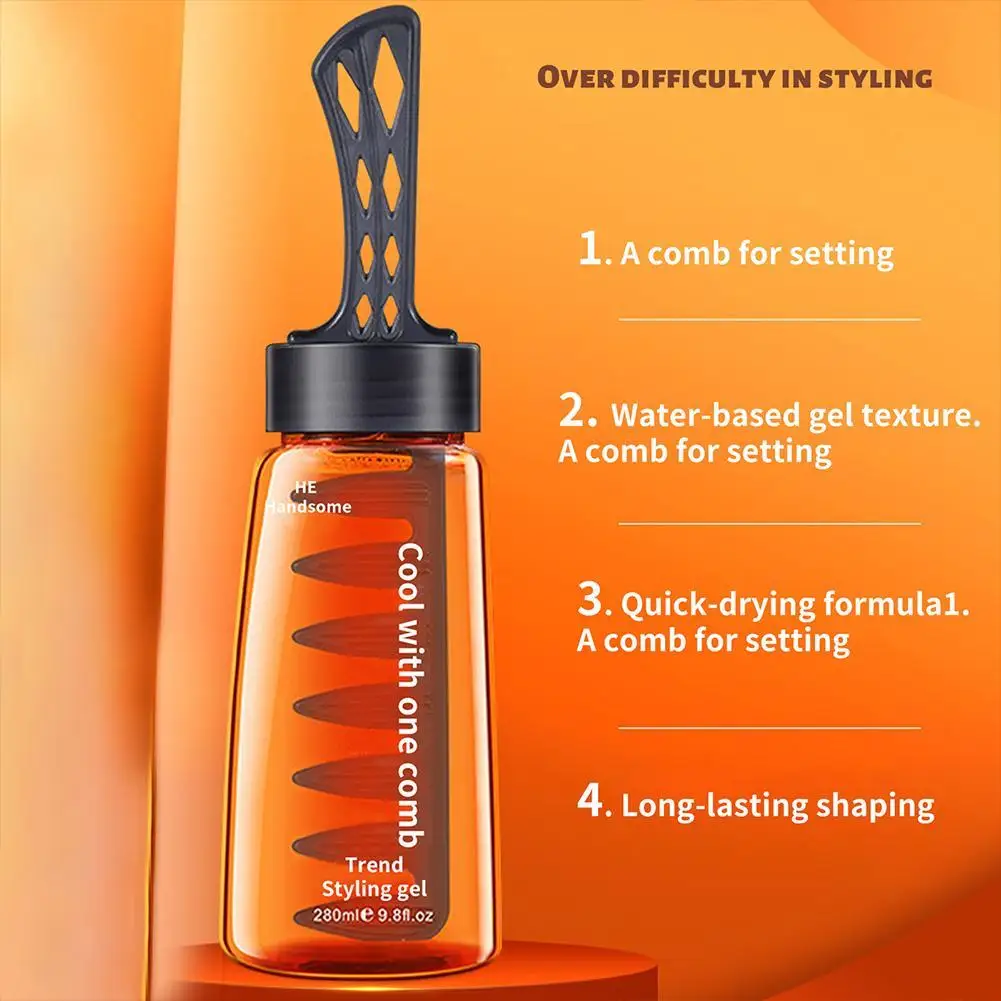

280ml Professional 2-In-1 Hair Wax Gel With Comb Long-Lasting Hair Cream Gel Pomade Styling For Men Fluffy Hair Tool Mud Sa K3L3