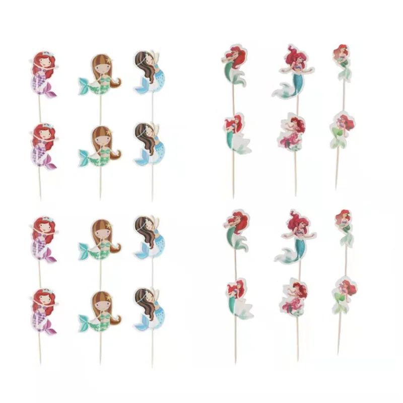 24pcs/pack cartoon mermaid cakecup animals cake toppers for baby shower decorations wedding decoration birthday party favor-S | Дом и сад