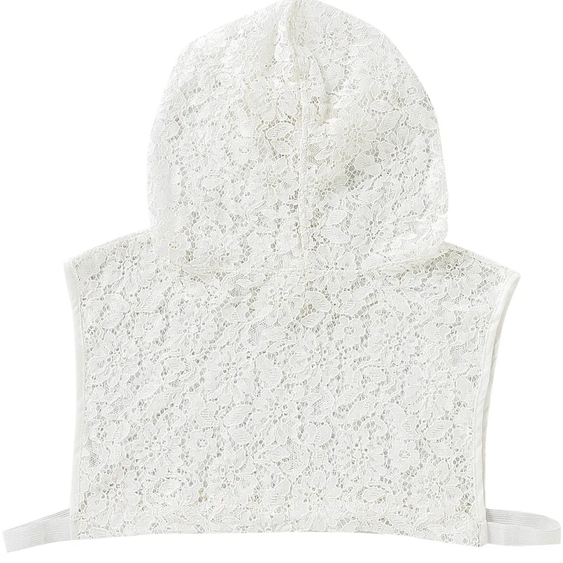 Linbaiway женский кружевной Цветочный полый ложный воротник с капюшоном и шапкой