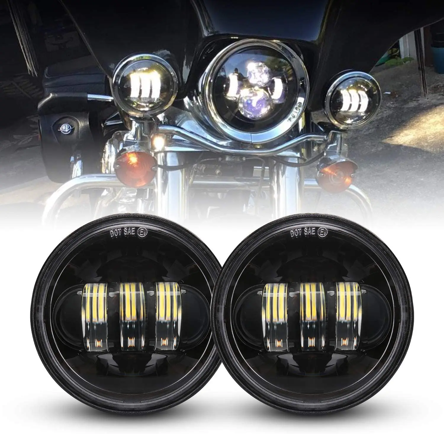 Dot approvato 2 pezzi 4.5 pollici Cree LED luce di passaggio fendinebbia a LED proiettore per moto lampada di guida per motore Harley Davidson