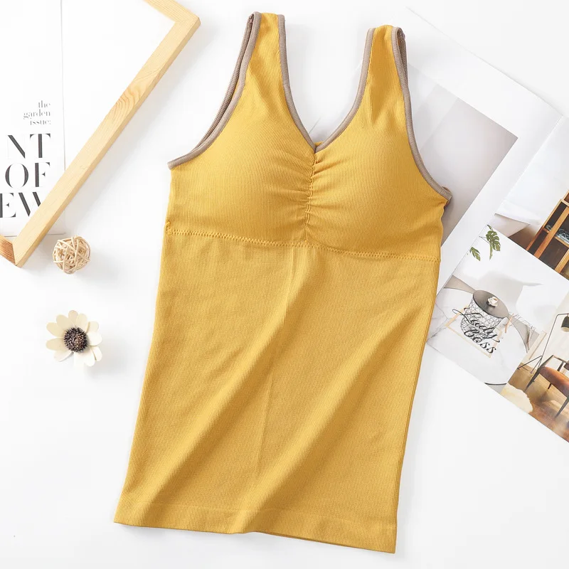 

Sexy Seamless Thread Slim Female Crop Top Camisole Summer Wireless Bralette Crochet Top Solid Color Basic Bar Sport Camisole