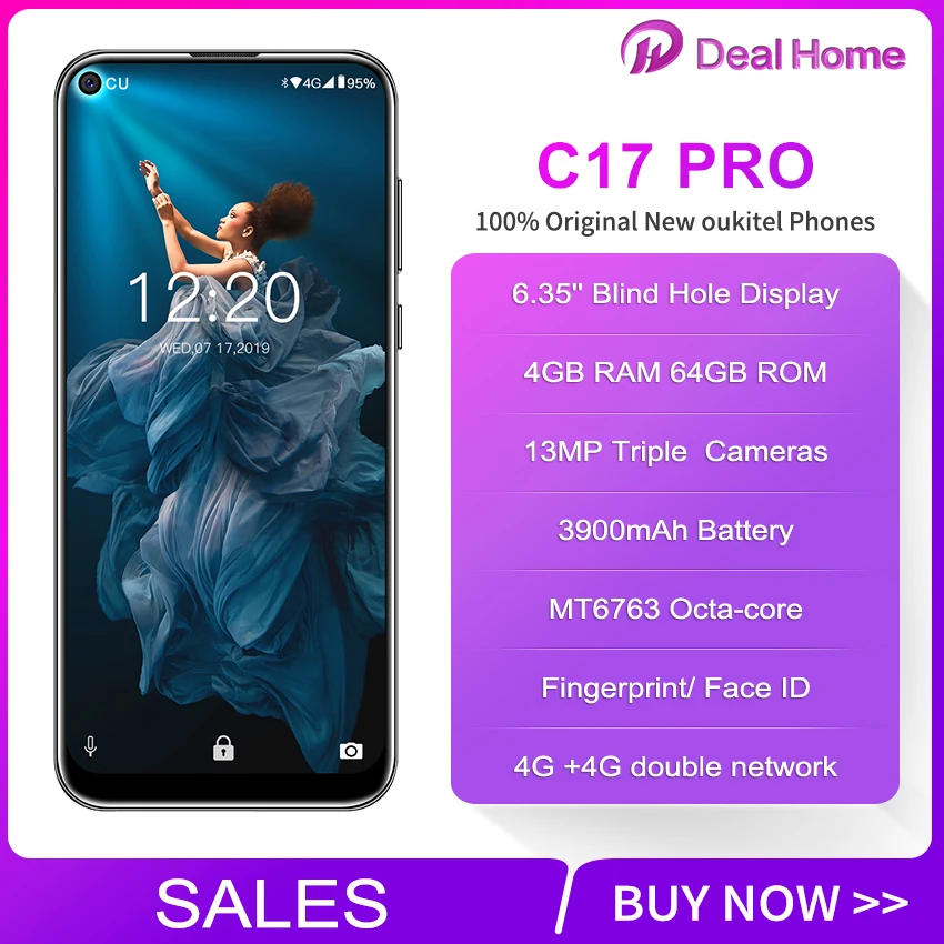 Oukitel C17 Pro 6 35 &quotполный экран 4 Гб Оперативная память 64 Встроенная 13MP тройной задней
