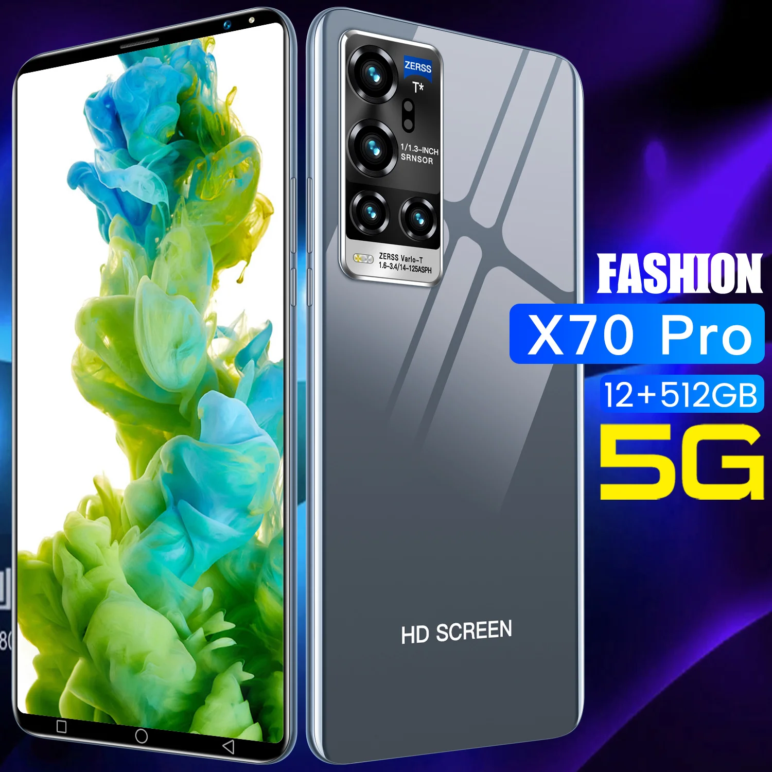 smart phone x70 pro 12gb ram 512gb rom 5g unlock cell phone intelligent awaken face unlock dual card dual standby android 10 0 free global shipping