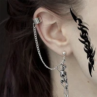 punk ear clip style womens stud earrings no perforation retro skull silver plated earrings personality girl hip hop jewelry