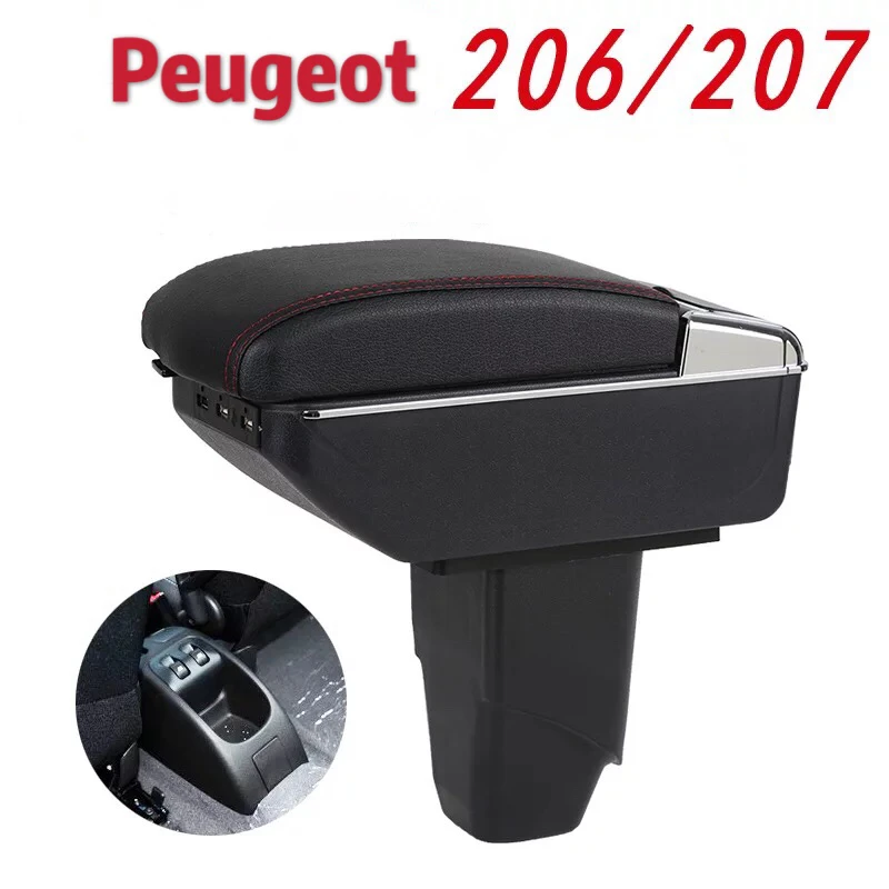 Для peugeot 206 207 подлокотник коробка центральный магазин содержимое коробка продукты интерьер подлокотник хранения автомобиля-Стайлинг Аксессуары часть