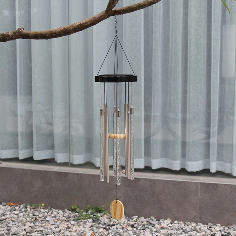 

HOT-Solar Wind Chime Lamp Colorful Bubble Column Wind Chime Garden Decoration Landscape Light for Home Decor