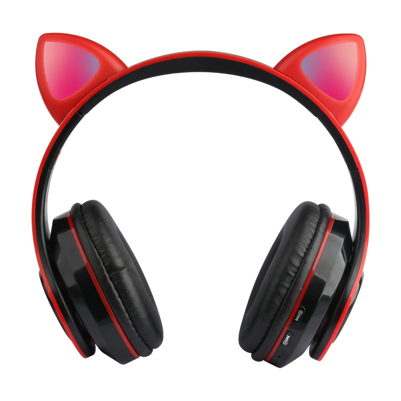 

Cute Cat Ear Wireless Bluetooth-compatible Headphones LED Light Foldable Volume Control Earphones Stereo Surround HD Headset