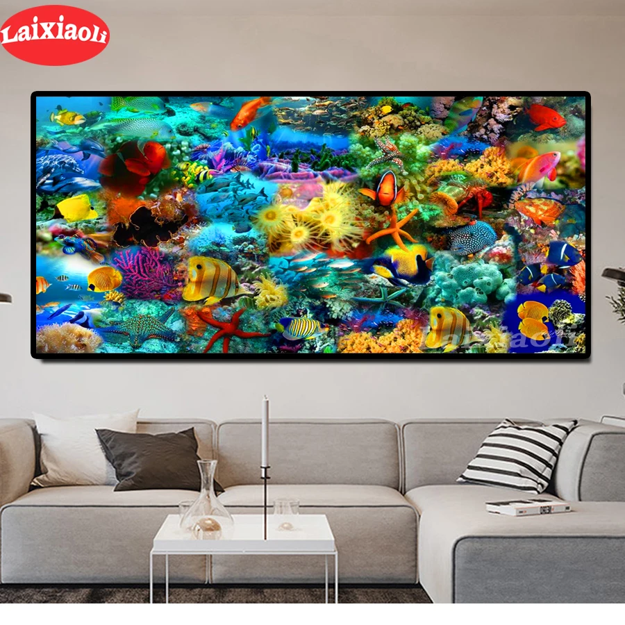 

large diy 5d diamond mazayka Underwater World painting dimond painting Sea fish starfish full square/round drill embroidery art
