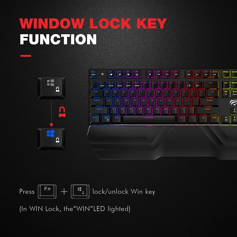 havit mechanical keyboard gamer 104 keys blue or red switch rgb gaming keyboards for tablet desktop russian version free global shipping