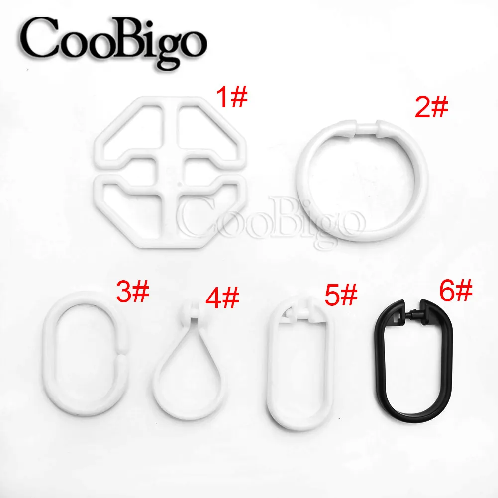 50pcs Curtain Ring Clip Glide Hanging Loop Hook Buckle Openable for Drapery Rod Bath Shower Window Blind Hanger Plastic 38mm | Дом и сад