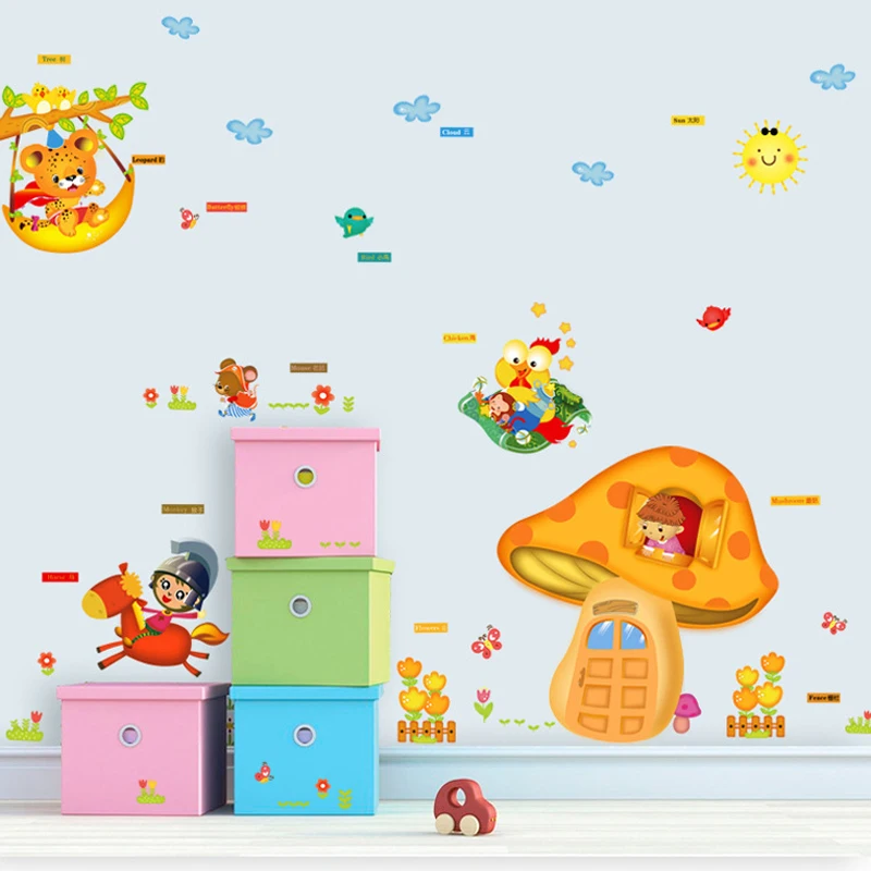 Виниловая наклейка на стену в виде грибов для детского сада и школы|Наклейки