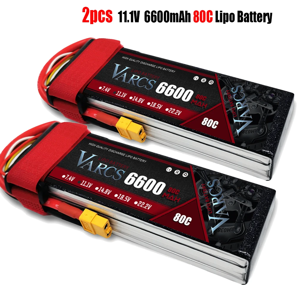 2PCS VARCS  Lipo Batteries 2S 7.4V 11.1V 14.8V 22.2V 6600mAh 80C/160C for RC Car Off-Road Buggy Truck Boats salash Drone Parts enlarge